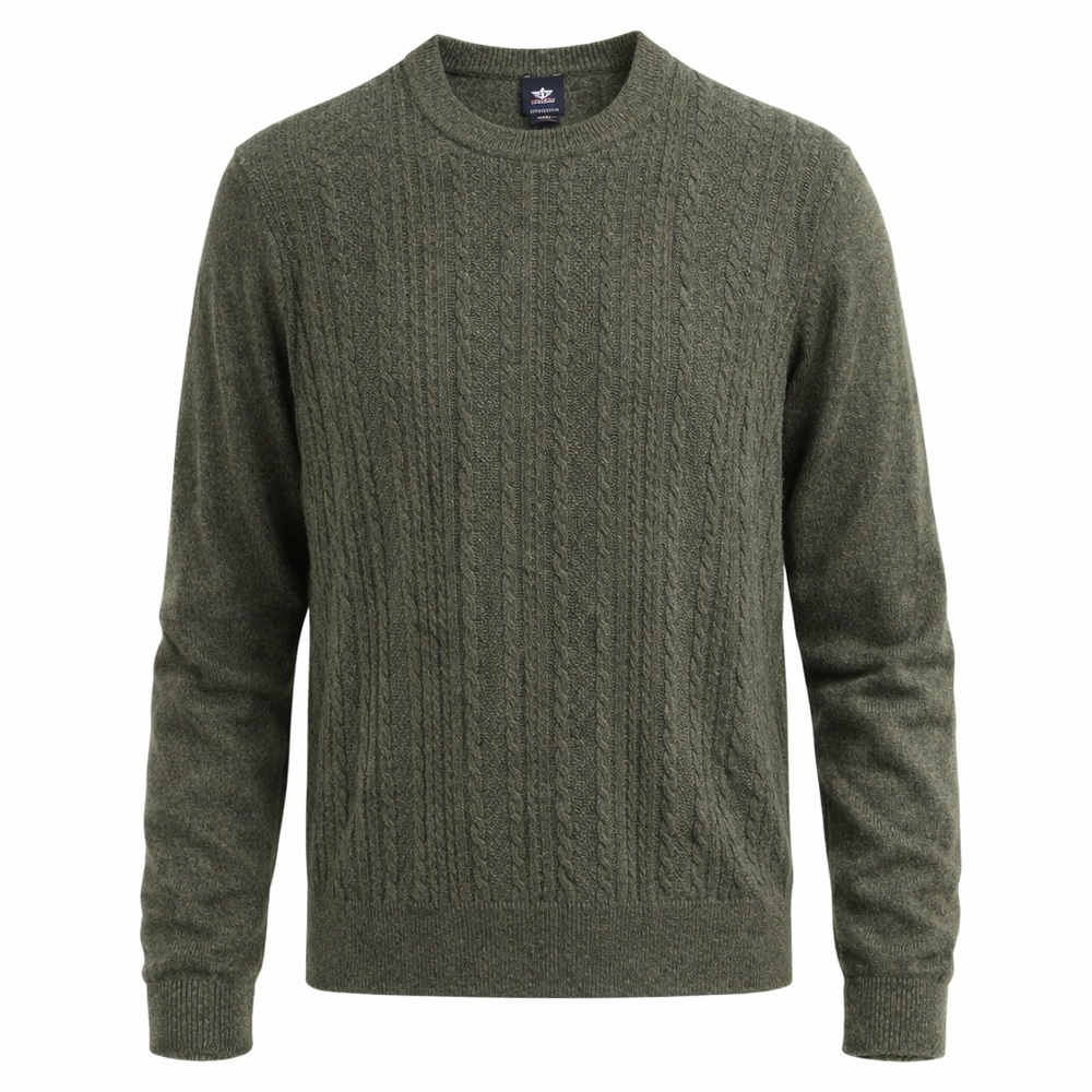 Dockers Cable Knit Sweater Olive Green Crewneck Pullover Men’s Small Preppy